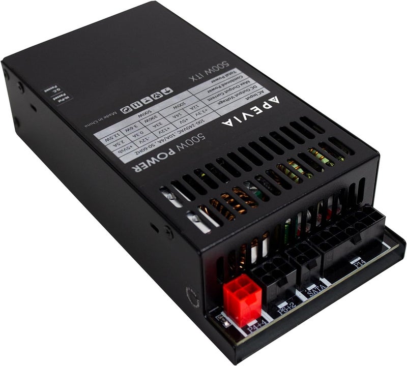 APEVIA مزود طاقة ITX-PFC500W Mini ITX/Flex ATX / 1U 500W بالكامل، نطاق كامل PFC نشط 90-264V، AC لنظام POS AIO سطح المكتب خادم الألعاب صغير الحجم (Flex ITX) مزود طاقة الكمبيوتر - Image 1